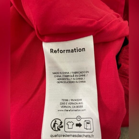 NEW Reformation Katarin Linen Midi Dress Lipstick Red Lace Detail | size 2 - Picture 12 of 12